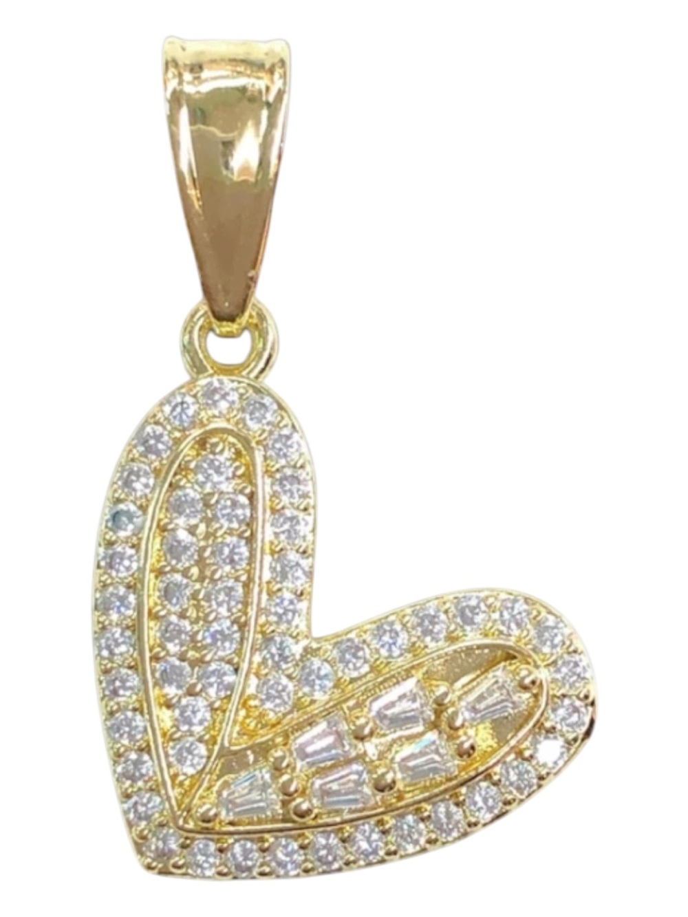 18k Gold Plated  Angel Heart Pendant with CZ Pendant  - 18mmx 20mm